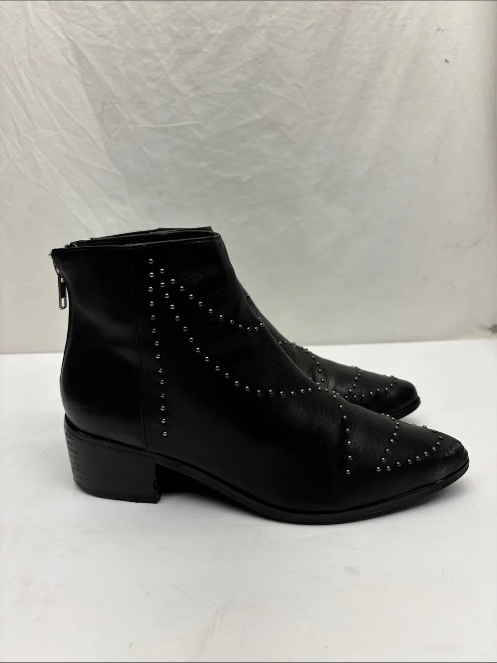 Greyci+Y studded leather ankle boots, SZ 6, box 75
